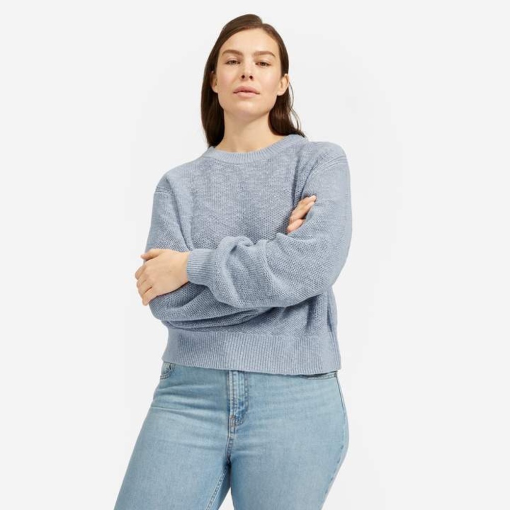 Everlane cotton linen crew sweater in blue